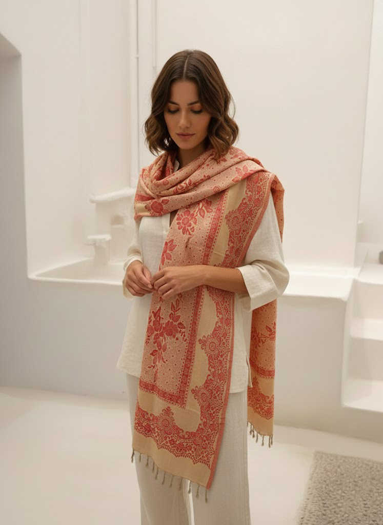 Женский шарф коралловый