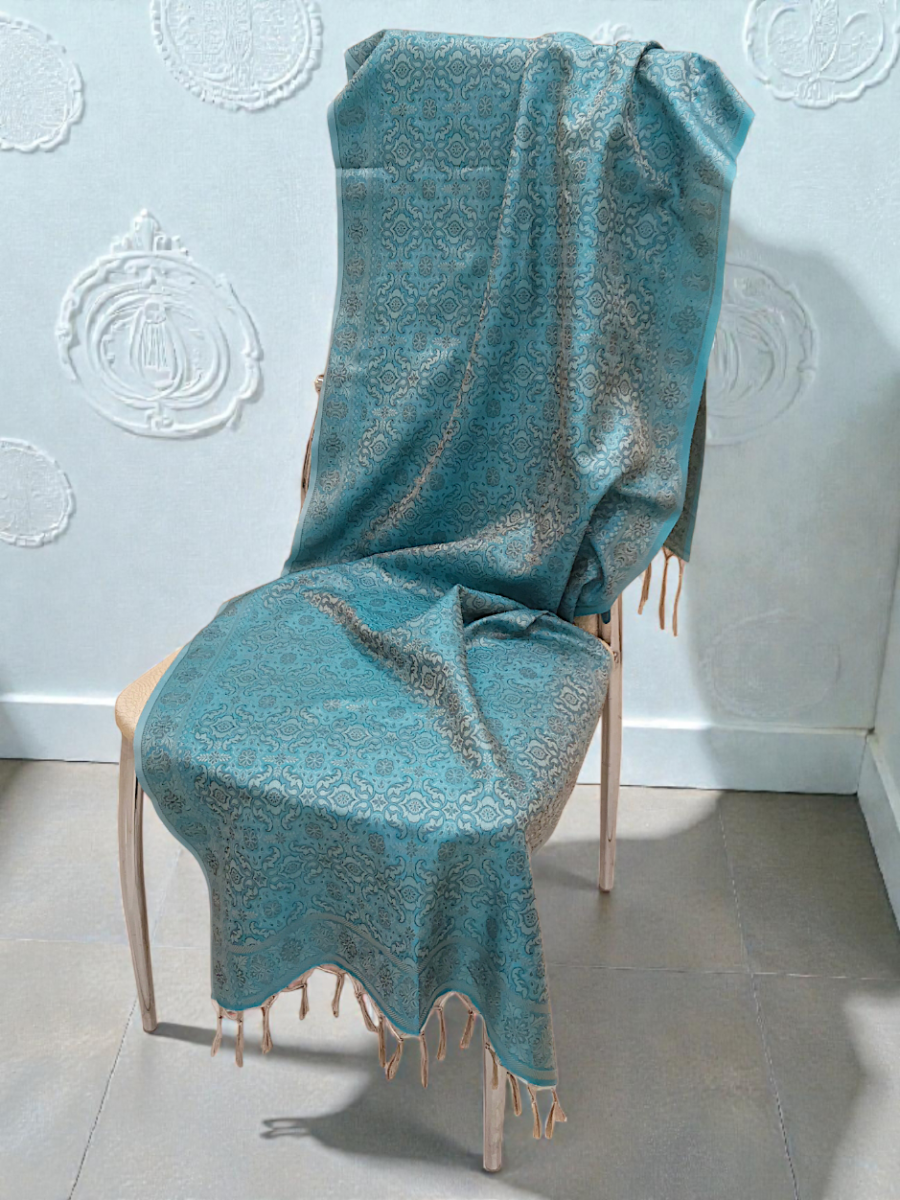 Палантин женский тонкий голубой