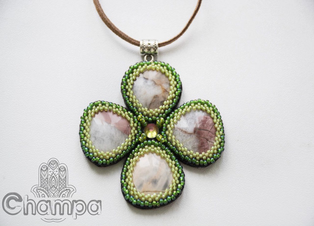 Подвеска "Лепестки" С Натуральной Яшмой.