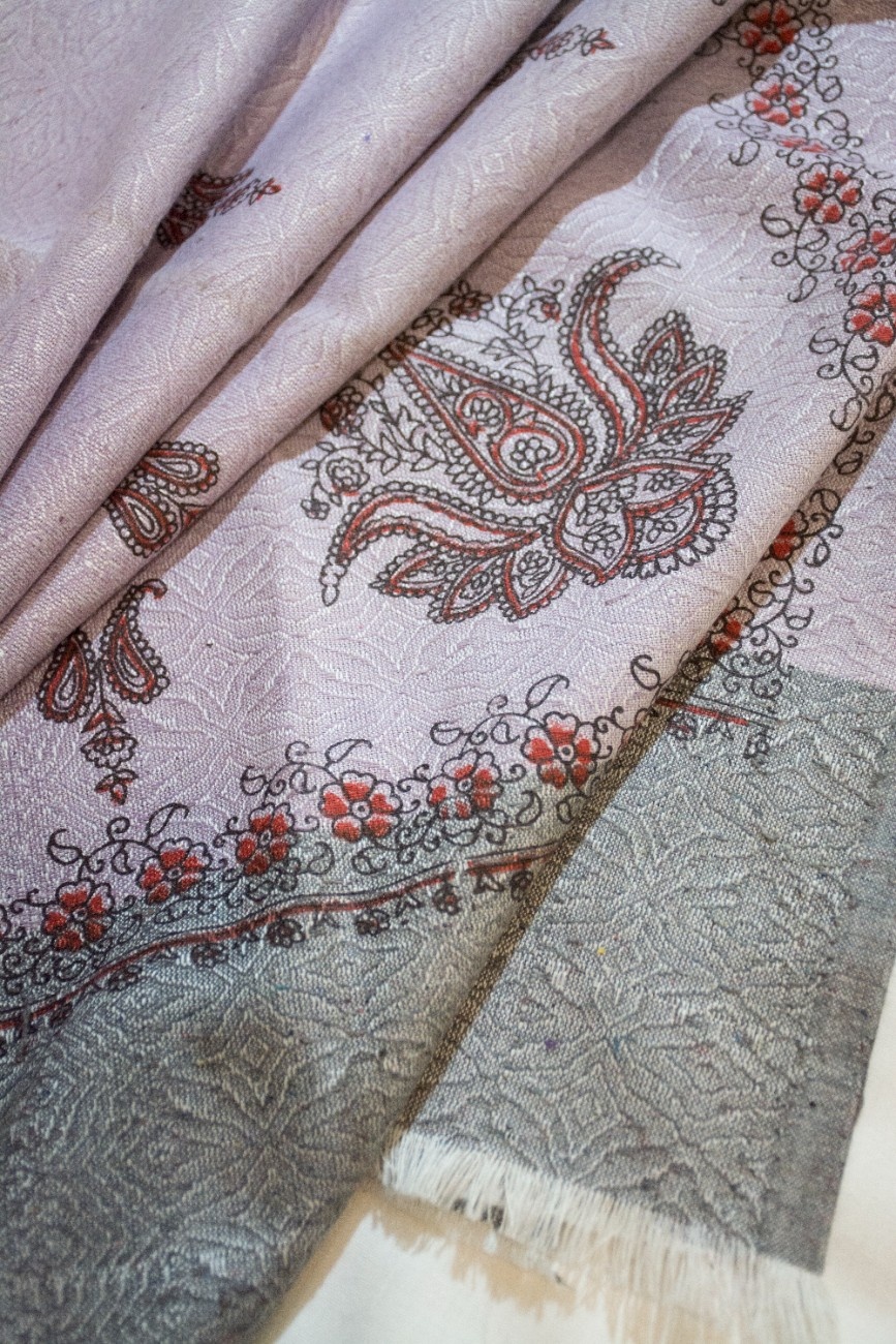 Сиреневый Шарф С Индийским Орнаментом