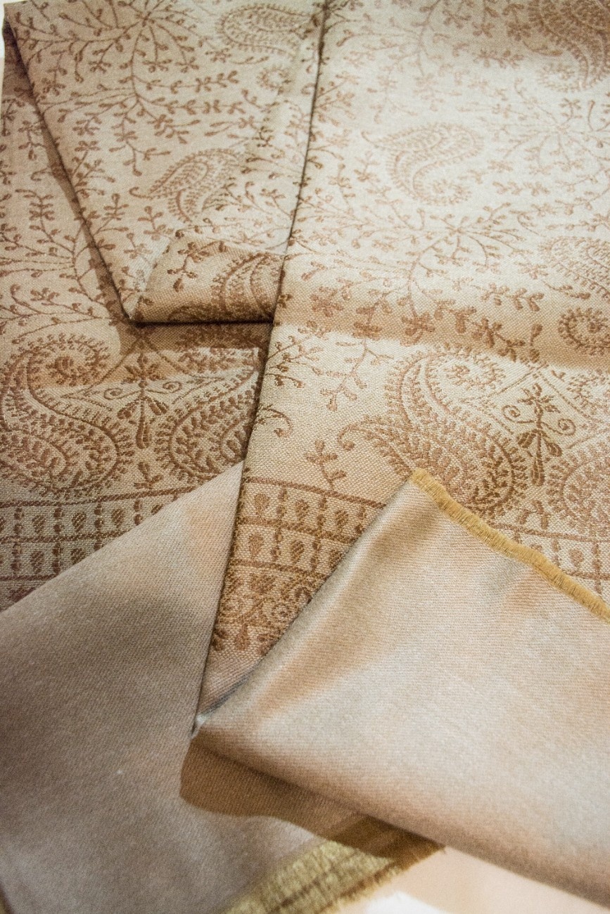 Хлопковый Шарф Бежевый С Узором